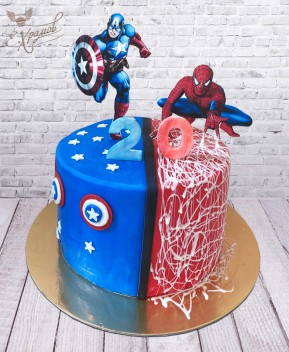 Торт Spiderman и Cap Am